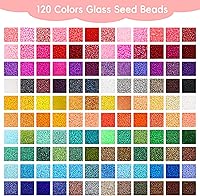 Vista 3 de QUEFE 62000 piezas 120 colores cuentas de semillas de vidrio para hacer joyas, cuentas mini de 2 mm con accesorios, kit de pulseras de amistad