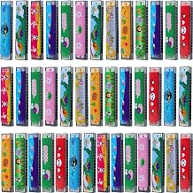 40 Pack Kids Harmonica Toy Bulk 16 Holes Cartoon Harmonica Musical Instruments Toy for Children Party Goodie Bags Stuffers, Random Color Pattern