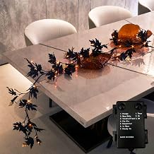 LITBLOOM Halloween Garland with Lights 6FT Battery Operated with Timer, Lighted Black Maple Garland with 48 Orange and Warm White LED Lights for Home Fireplace Mantle Table Fall Halloween Decoration