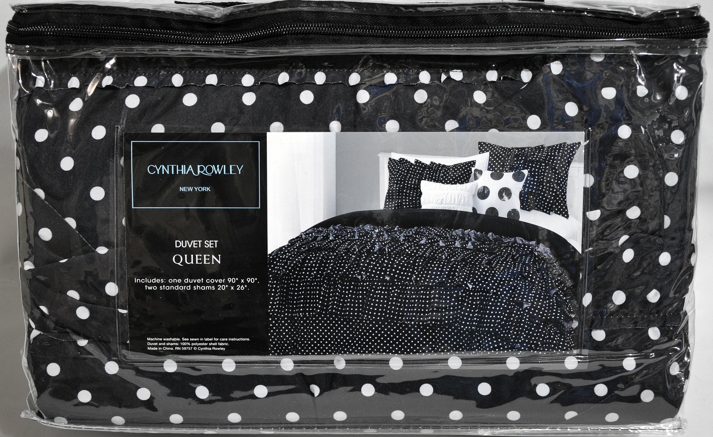 Cynthia Rowley Ruffle Polka Dot Full Queen Duvet Cover 3piece Set