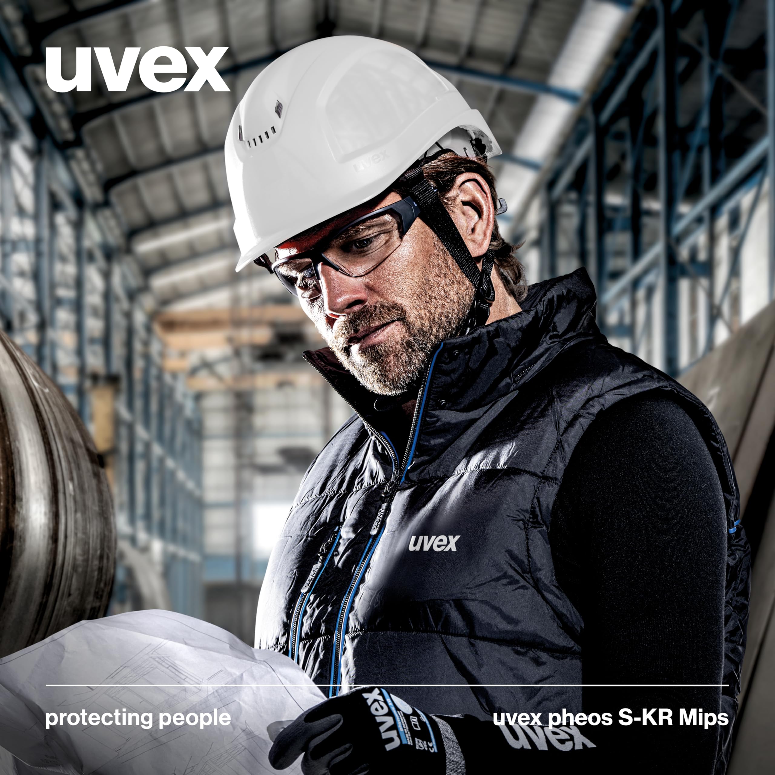 uvex Pheos S-KR MIPS - Casco di protezione industriale, tecnologia MIPS, regolazione continua della larghezza e ventilazione, taglia unica, 52-61 cm