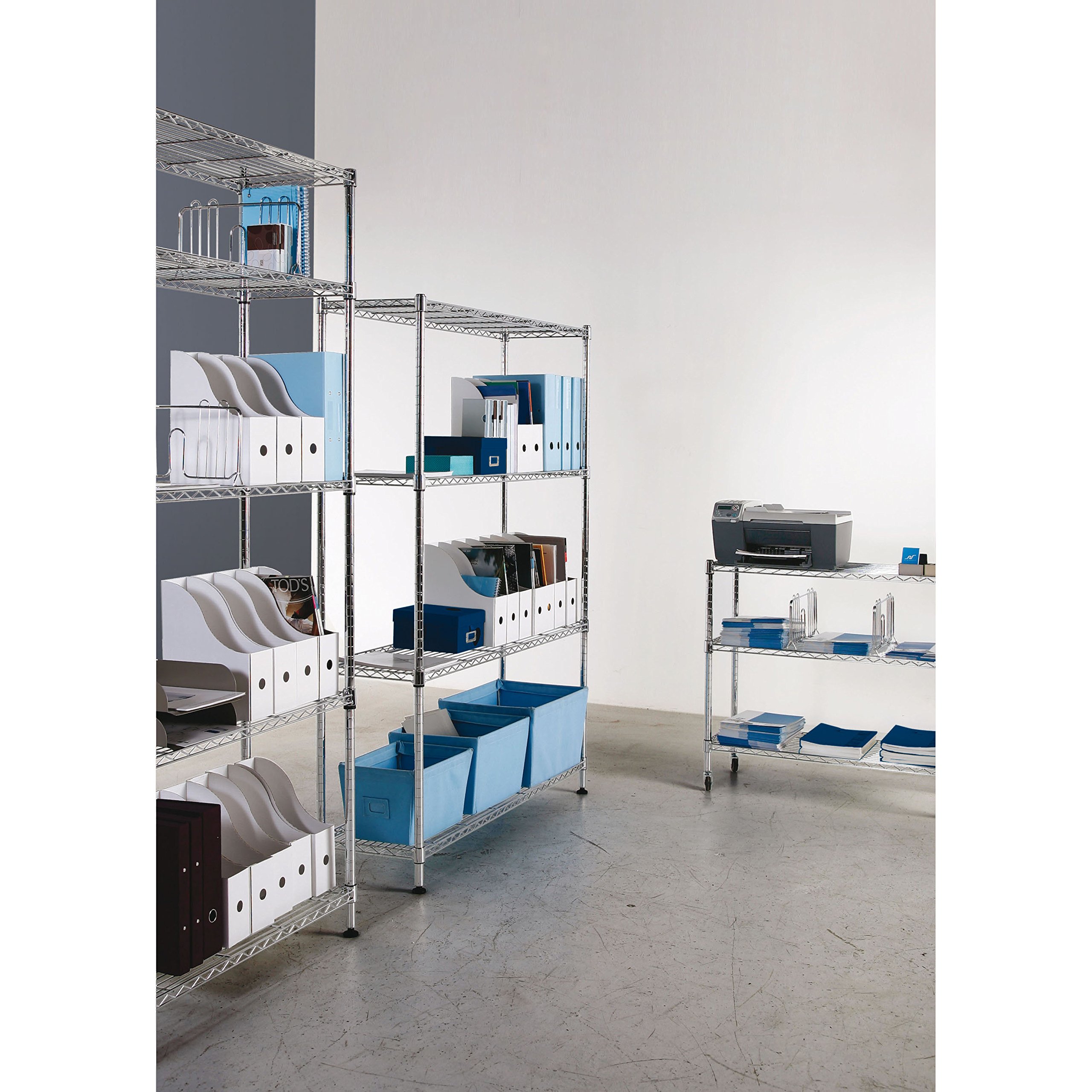 Alba MOBI - Scaffale con Ripiani, in Filo Metallico Cromato, Cromato, 3 mensole M