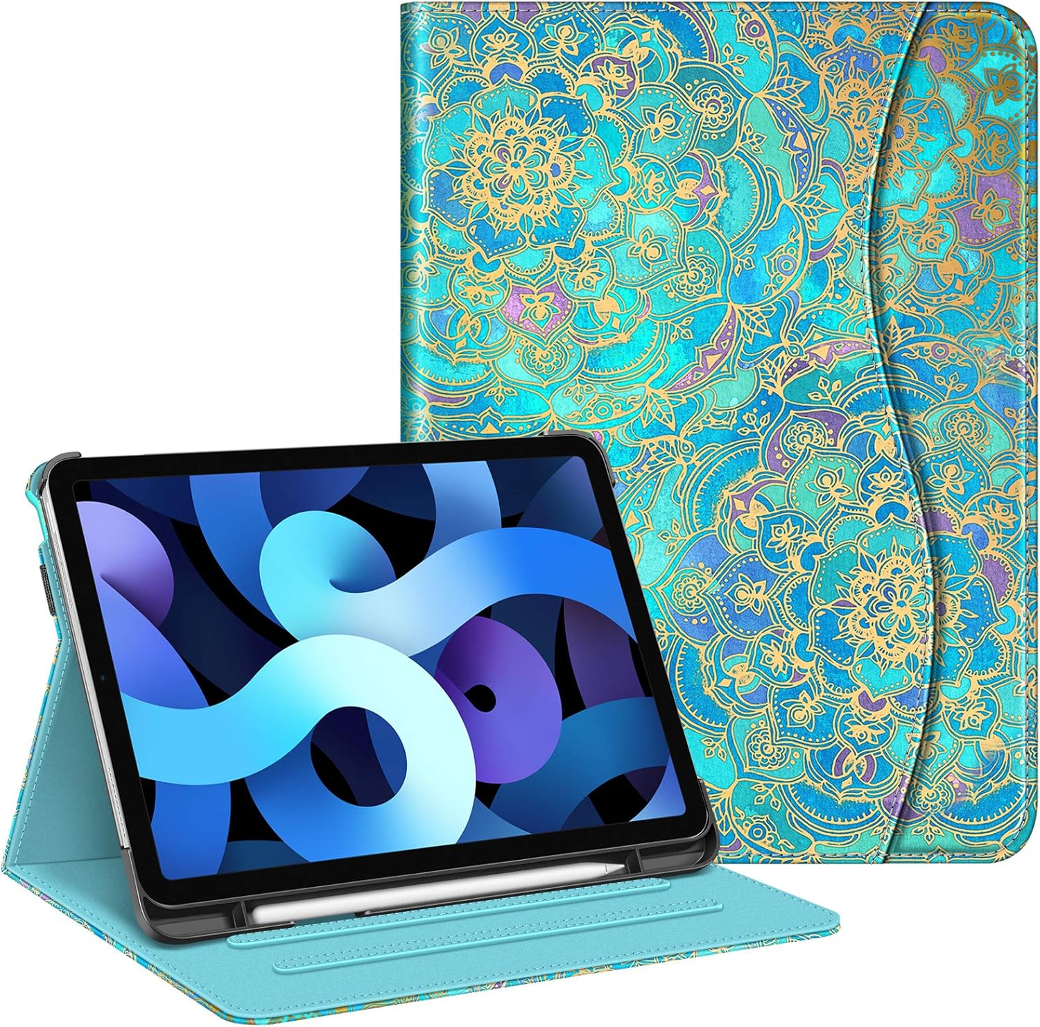 Fintie Case for iPad Air 5th Generation (2022) / iPad Air 4th Generation (2020) 10.9 Inch, Multi-Angle Viewing Protective Cover with Pencil Holder & Pocket, Auto Sleep/Wake, Shades of Blue