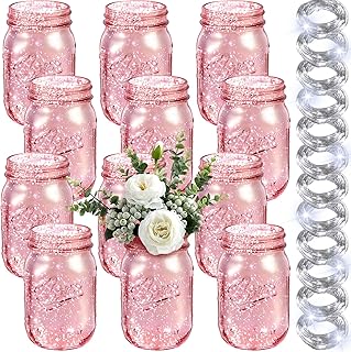 Tioncy 12 Pcs Painted Mason Jars for Table Glass Decorative Jars with 12...