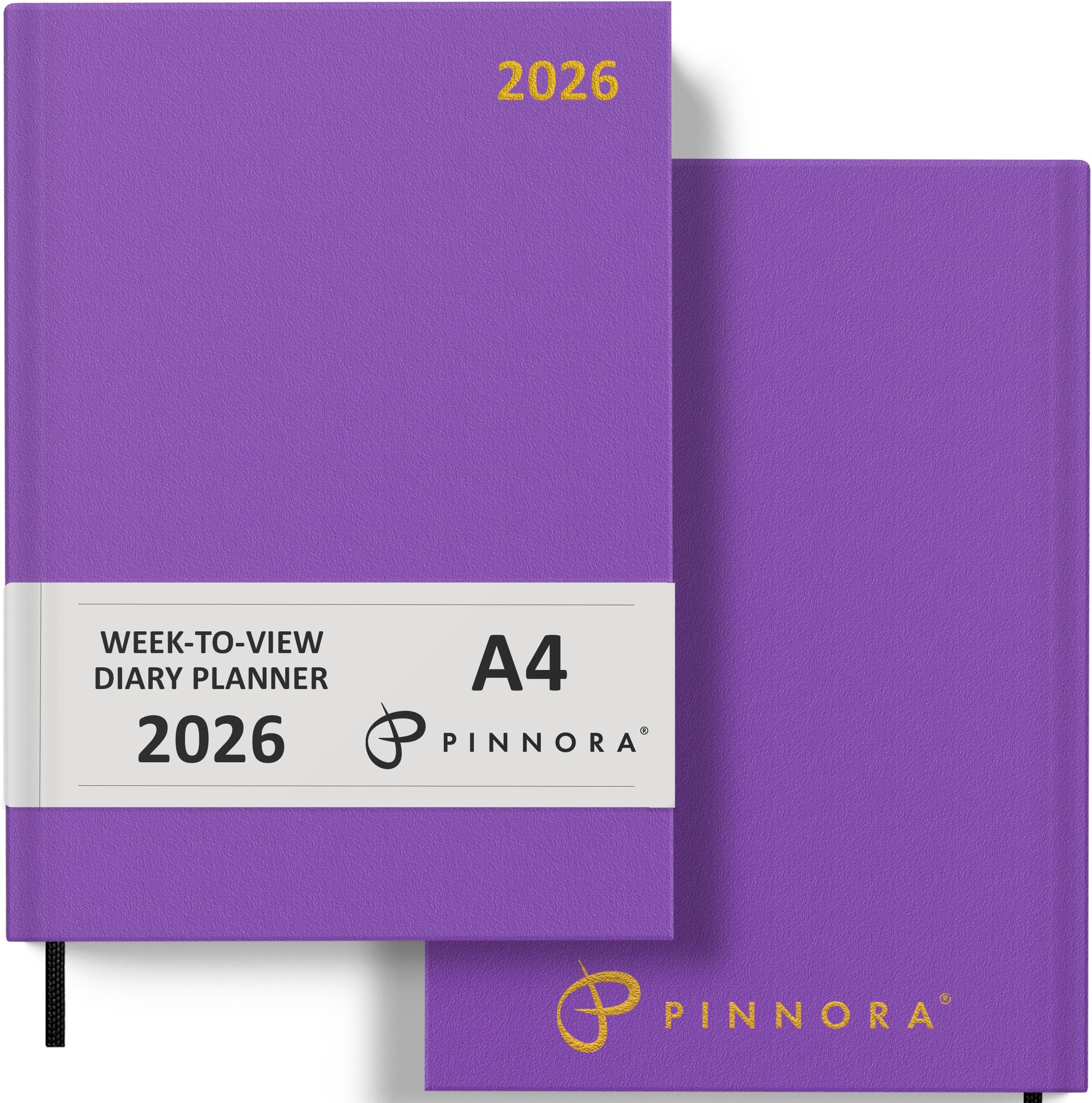 Pinnora 2026 Diary A4 Week to View, Purple Year Planner Organiser 2026 Week To View, 2026 Planner, Home, School & Office, Hard Back 2026 Diaries, A5 & A4 2026 Diary in Day Per Page & Week To View