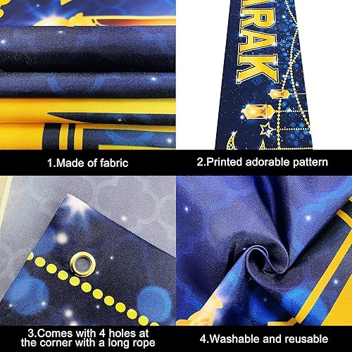 Miniatura 3 de KatchOn, Decoraciones de pancarta de Eid Mubarak, grande, 120 x 20 pulgadas, decoraciones Eid para el hogar 2024, letrero de Eid Mubarak, telón de