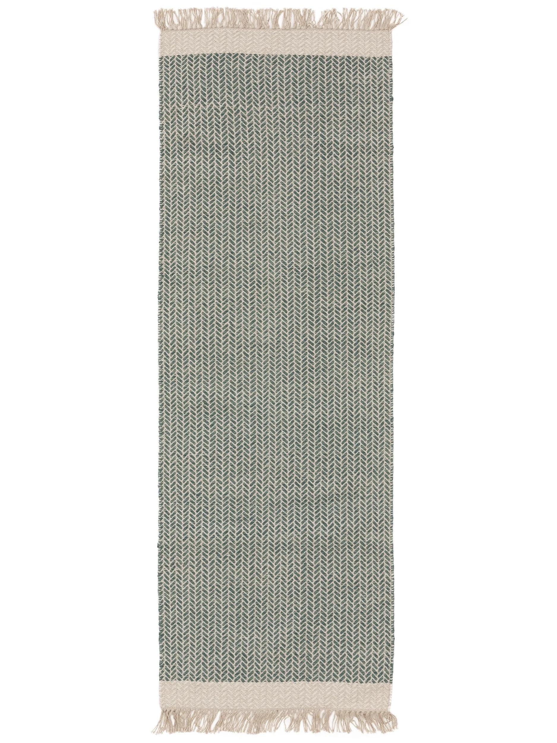 benuta Pure Wollteppich Kim - Mint 70x200 cm - Baumwolle,Wolle - Läufer & im Style: Ikat, Hygge & Cozy, Minimalistisch - Pflegeleicht für Wohnzimmer Schlafzimmer Flur Terrasse Balkon