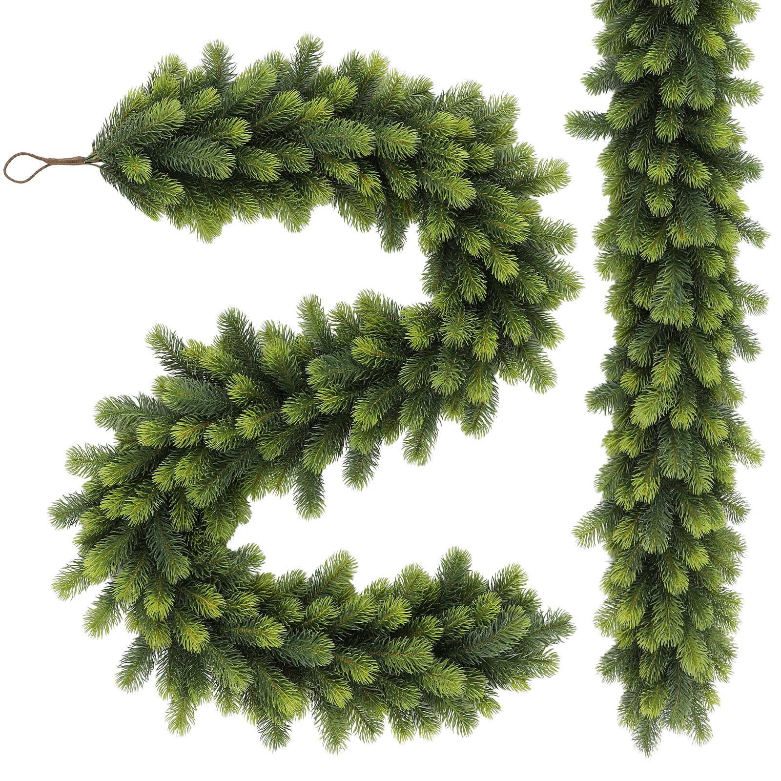 Alupssuc PE Norfolk 2PCS 9FT(2.7M) Christmas Garland,Indoor,Outdoor