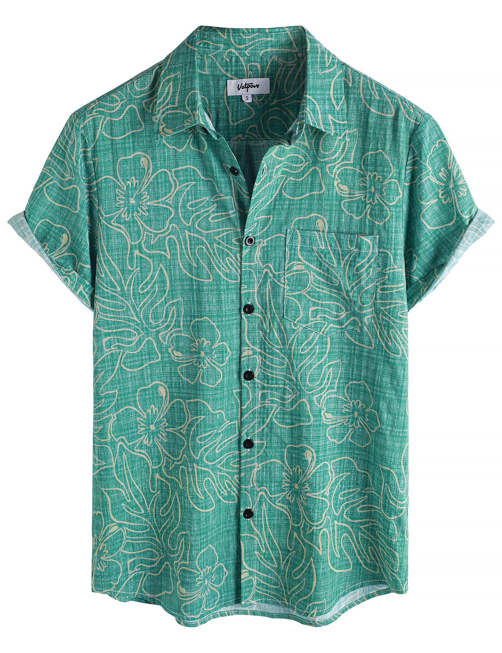 VATPAVE Mens Front Pocket Hawaiian Shirts Casual Floral Shirts Short Sleeve Button Down Beach Tropical Shirts