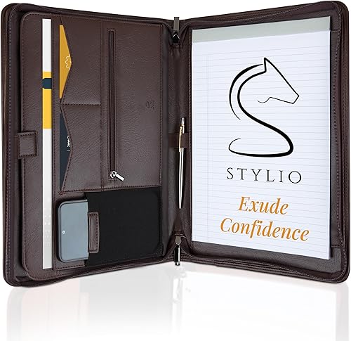 Vista 30 de STYLIO carpeta portafolios con cremallera, organizador de documentos, curriculum vitae y entrevistas, funda para tableta/iPad de 10.1 pulgadas