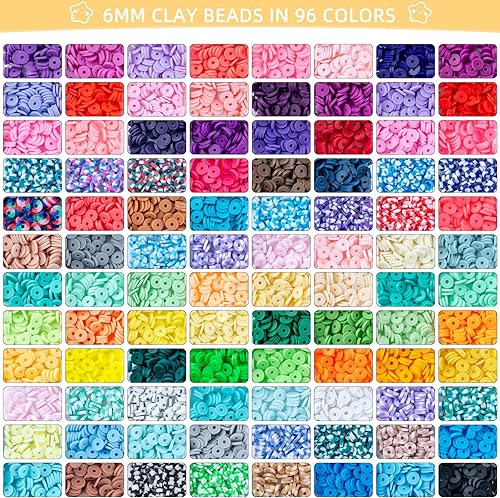 Miniatura 10 de SJZWSD Kit de 6 cajas para hacer pulseras de la amistad, 16,000 cuentas de arcilla, cuentas de semillas y cuentas de vidrio, kit de fabricación de