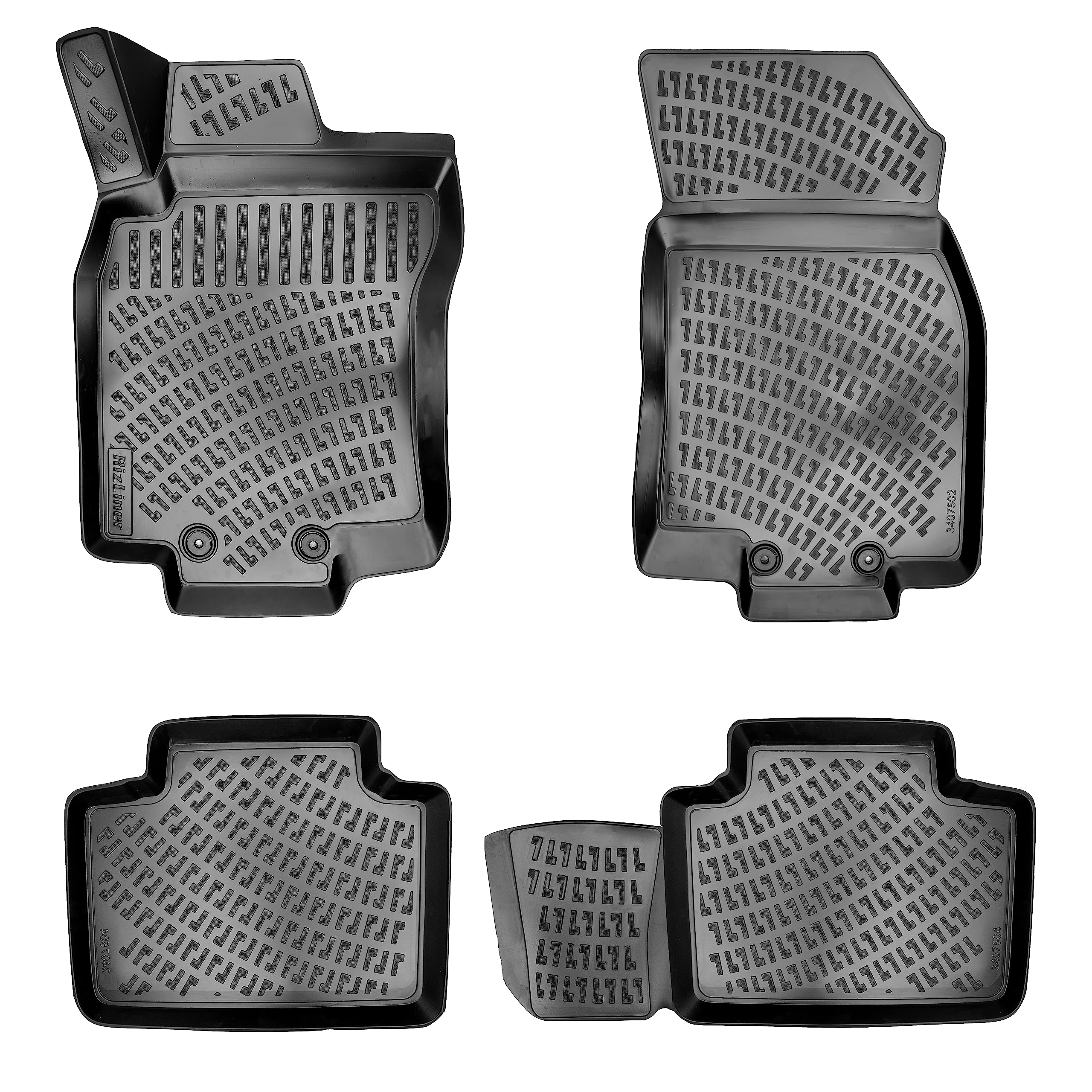 RizLiner Hyundai Ioniq 5 Unmovable Console 2022-2026 (No Movable Console) Floor Mats 3D Custom Fit Rubber Car Mats All Weather Laser Measured Floor Liners Heavy Duty Waterproof (Front & Rear) — view 63