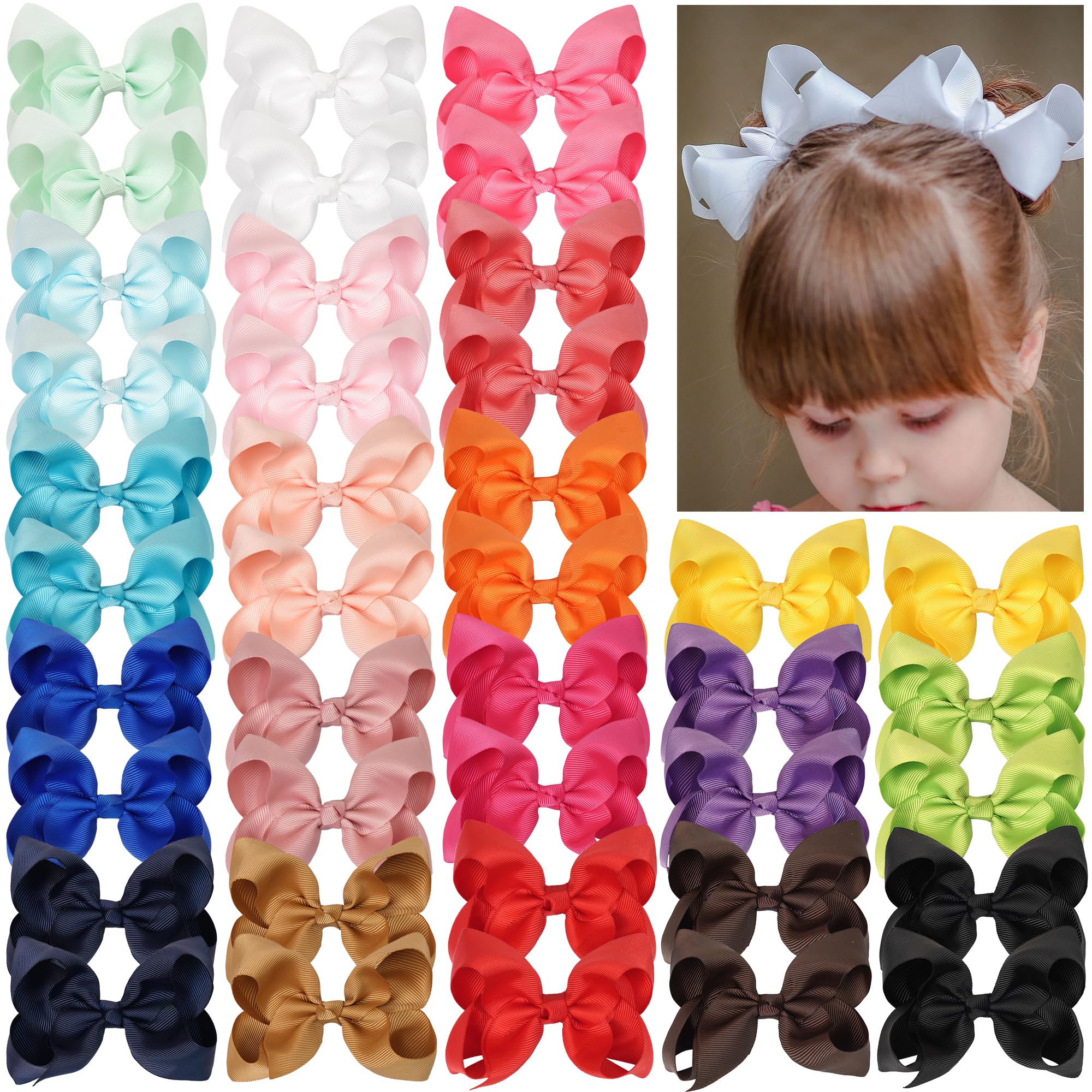 JOYOYO 40Pcs 11cm Hair Bows Alligator Clips Grosgrain Ribbon Big Hair Bows Clips Hair Barrettes Pins For Toddlers Kids Teens Children In Pairs