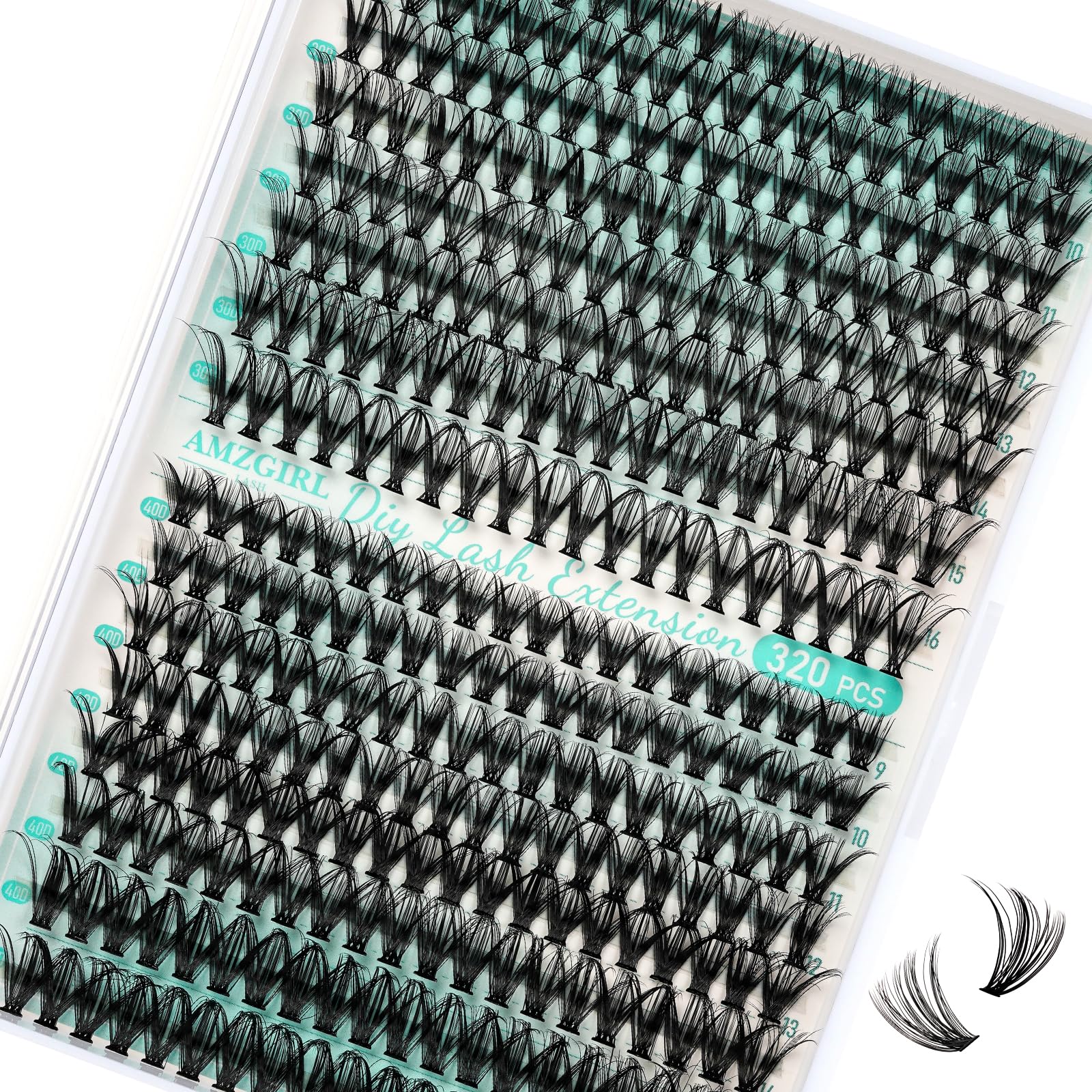 320Pcs Wimpern Extensions 320Pcs DIY Cluster Lashes 3040D Individuelle Lash Cluster Lash Extension 5-Sekunden-Wimpernclusterl Cluster Wimpern zu Hause(3040D,9-16MIX)