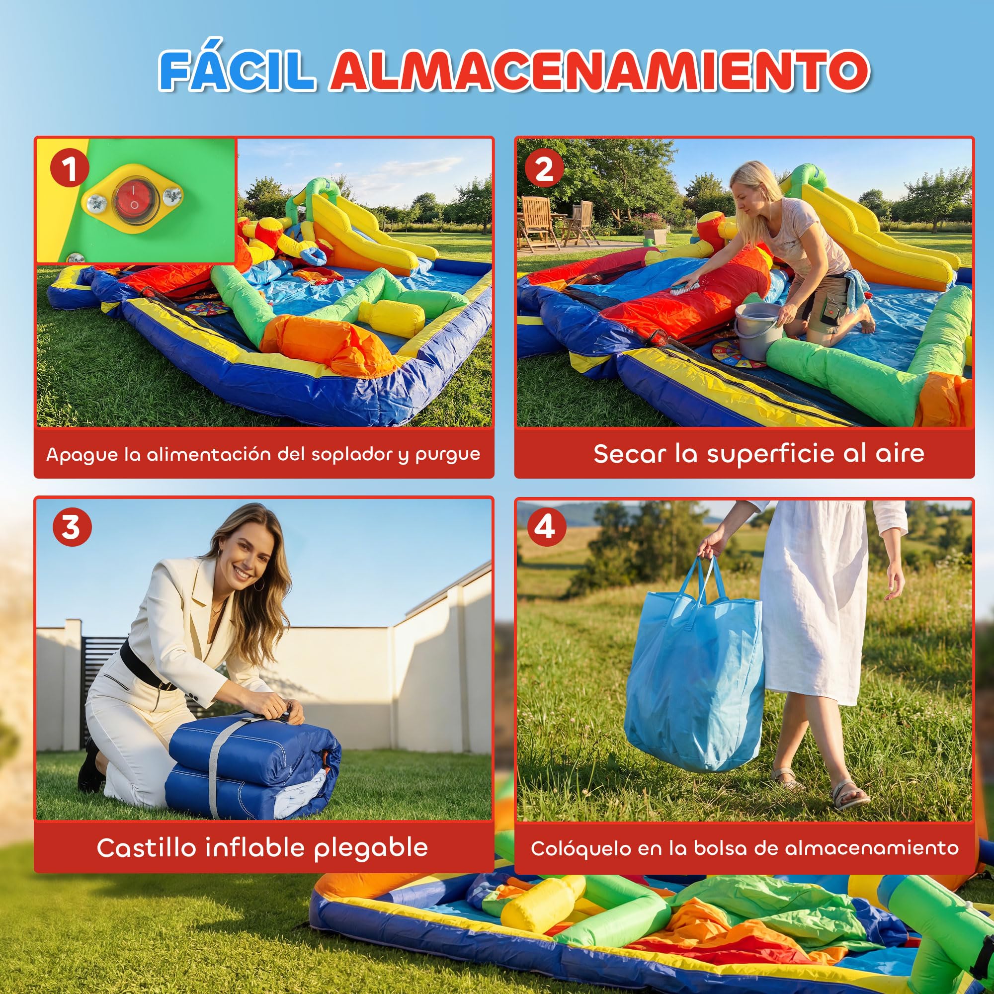 AIYAPLAY Castillo Hinchable Acuático con Soplador 550W 9 en 1 Castillo Hinchable Niños con Tobogán Zona de Salto Escalada 2 Piscinas Canasta Columna de Boxeo Dardos Exterior Interior 330x290x185 cm