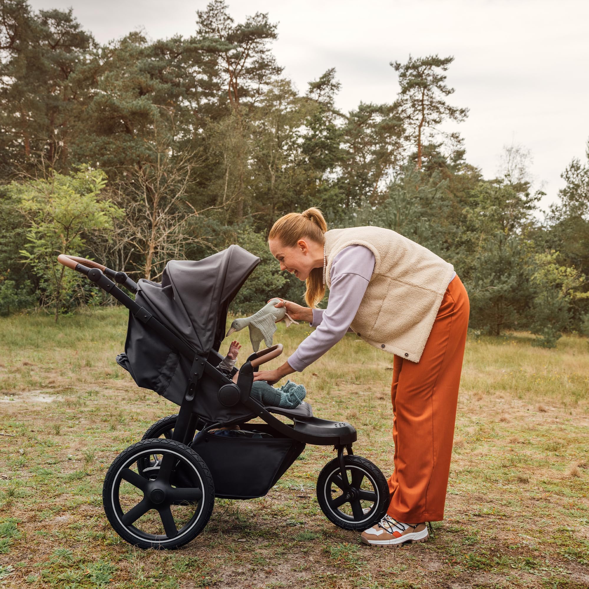 Bebeconfort Cloudy, Poussette Tout Terrain, 0 à 4 ans (22 kg max.), Poussette Canne Bébé Inclinable, Pliage Rapide, Poussette 3 Roues, Guidon Réglable, Panier de Rangement Spacieux, Mineral Graphite