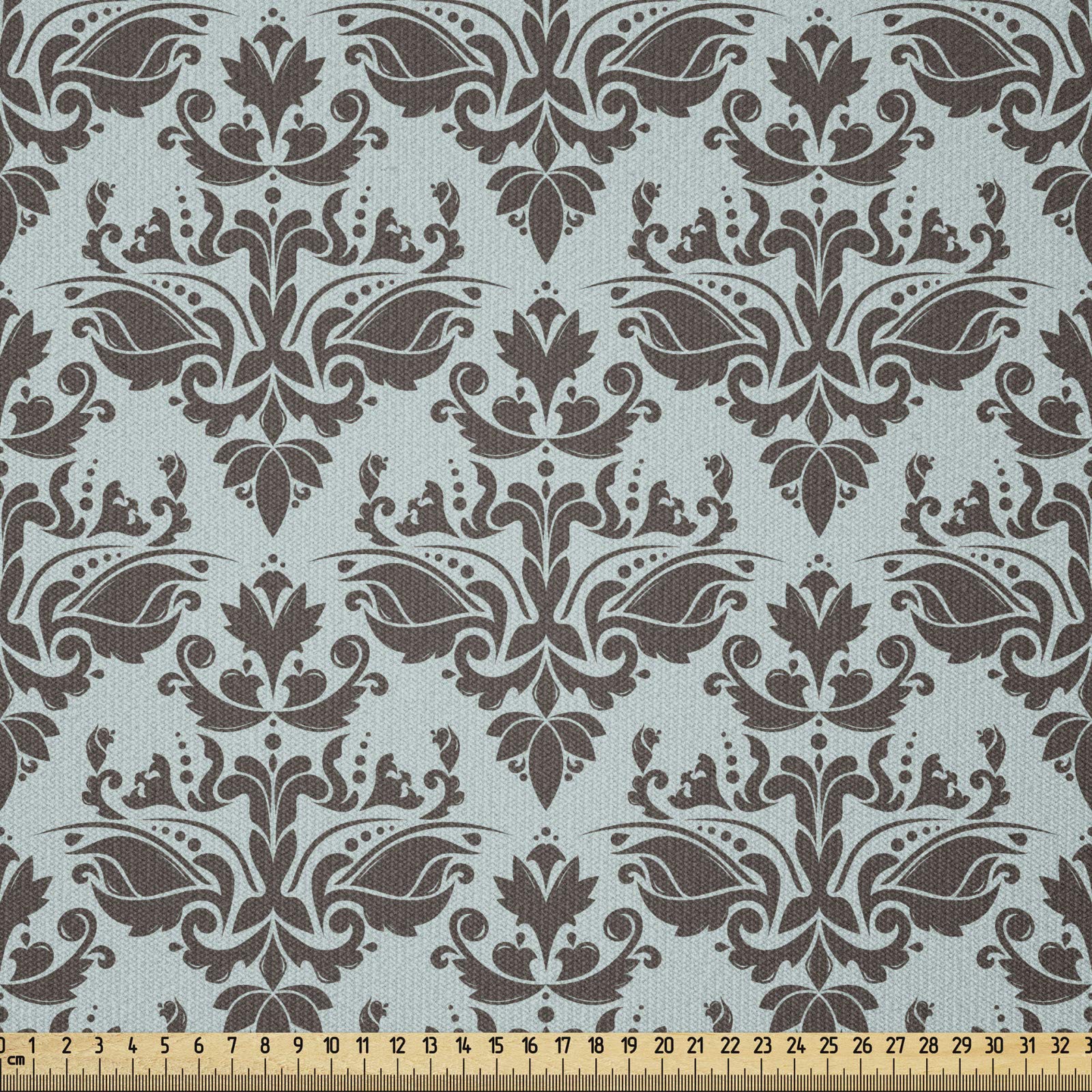 ABAKUHAUS Tessuto In Pile Elasticizzato Grigio Scuro Con Damasco Floreale Nero - 3 Metri, 155 Cm Di Larghezza, Per Abbigliamento E Arredamento