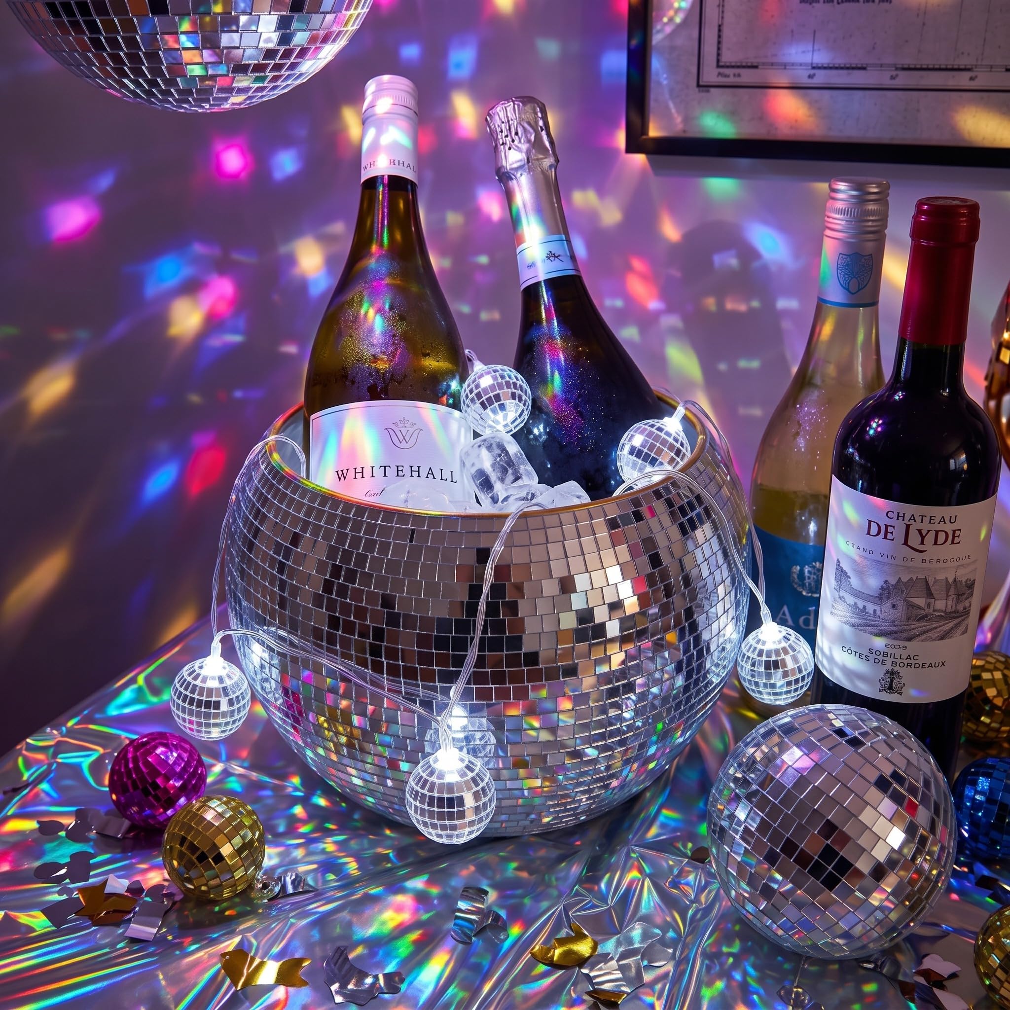 meekoo Cubo de hielo de bola de discoteca de 9.8 pulgadas con luces LED de