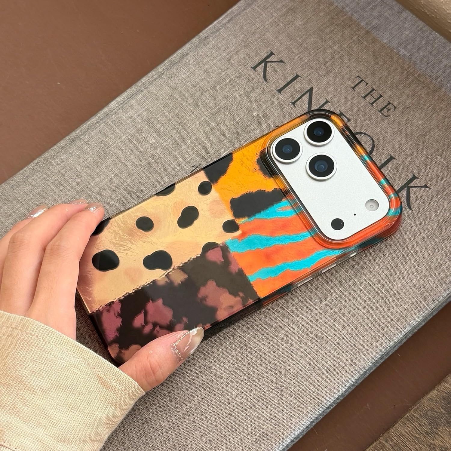 Compatible with iPhone 15 Pro Case,Patchwork Leopard Pattern Retro Four-Color Glitter Sparkly Stitching Design Shockproof Women Girls Protective Cover image 4
