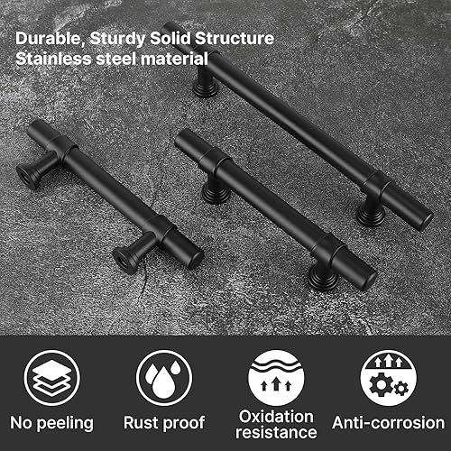 Miniatura 3 de goldenwarm Paquete de 6 tiradores negros de gabinete de 3 34 pulgadas, manijas de gabinete de cocina, manijas modernas para puertas de gabinete,