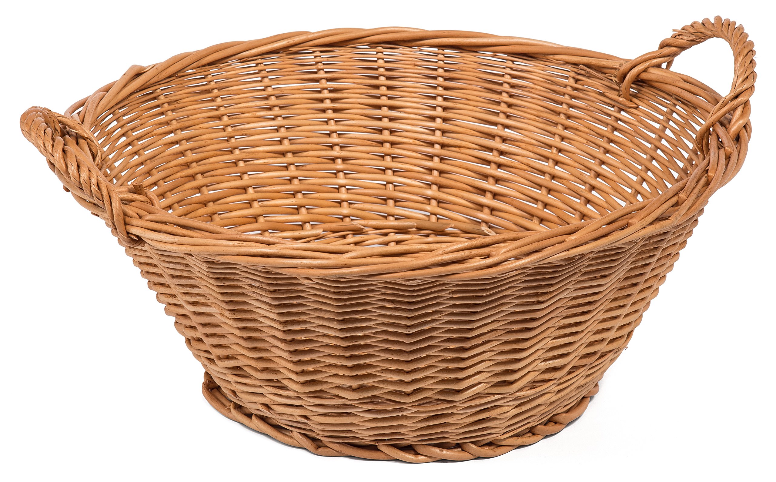 Prestige Wicker Natural Round Wicker Display Basket With Handles,