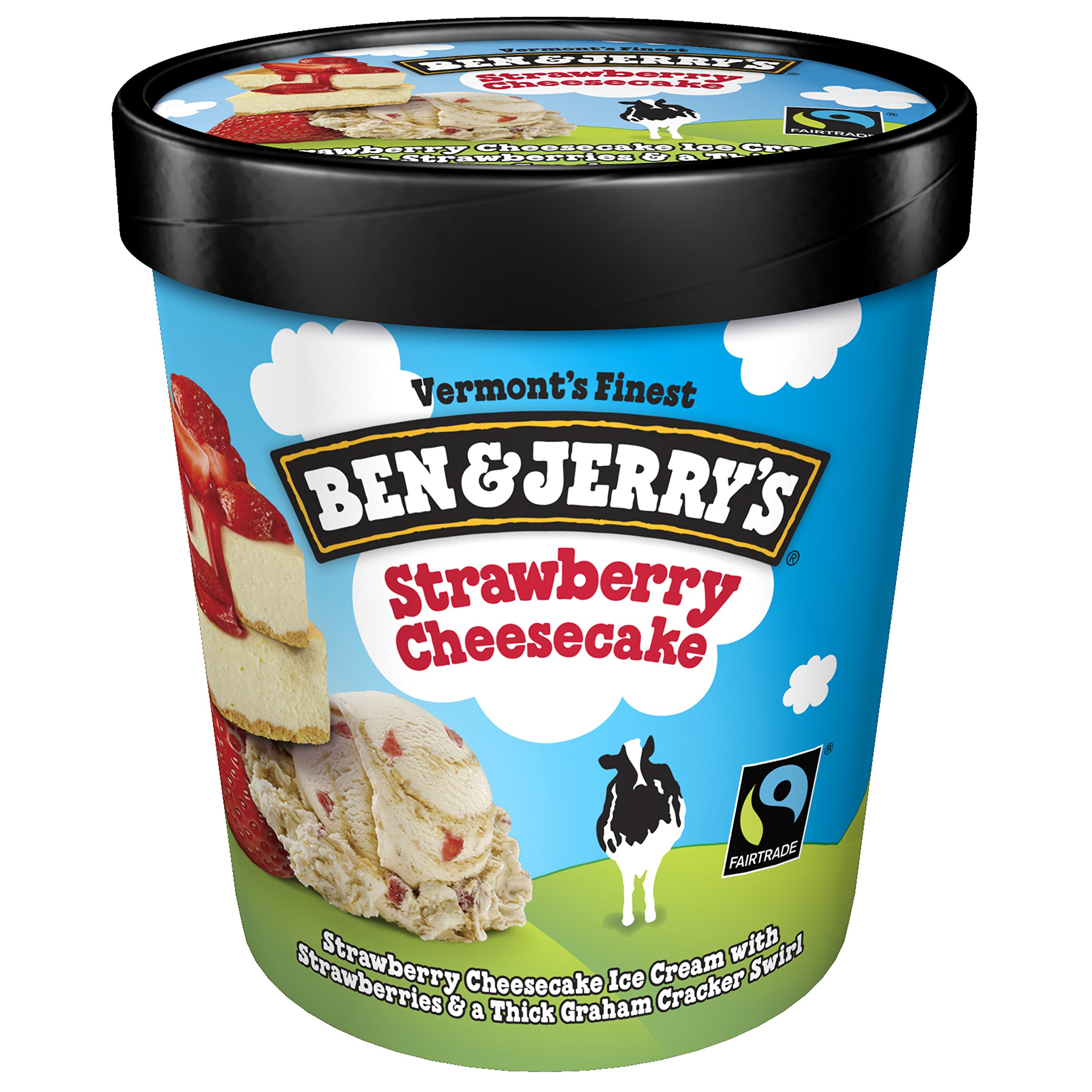 Ben & Jerry's Strawberry Cheesecake Ice Cream Pint Non-GMO 16 oz