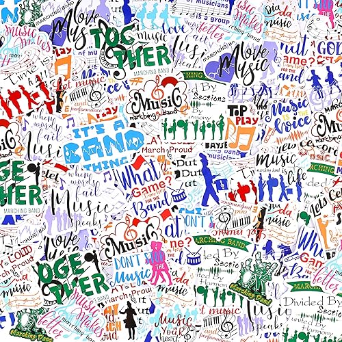 Outus 200 calcomanías de banda de marcha, calcomanías para laptop, bandas de música, regalos impermeables, calcomanías de banda de marcha,