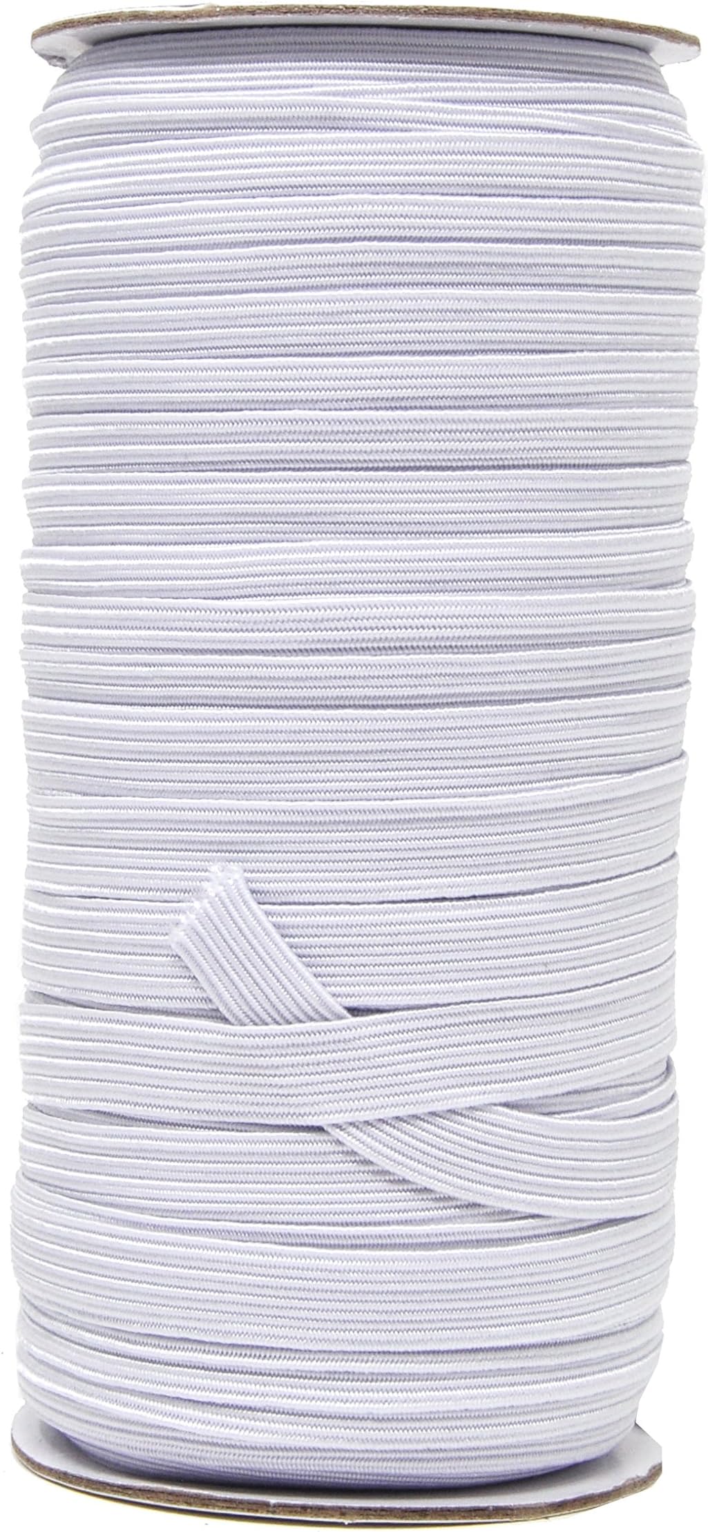 Mandala Crafts 10mm 50 Yds Roll of White Elastic Bands for Sewing - 3/8 Flat Elastics Cord - 3 8 Inch Braided Stretch Straps for Crafting
