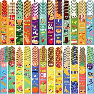 Geyee 216 Pcs Fruit Scented Bookmarks Scratch and Sniff Bookmarks Fun Classroom Smelly Bulk for Kids Students Teens School, 24 Styles