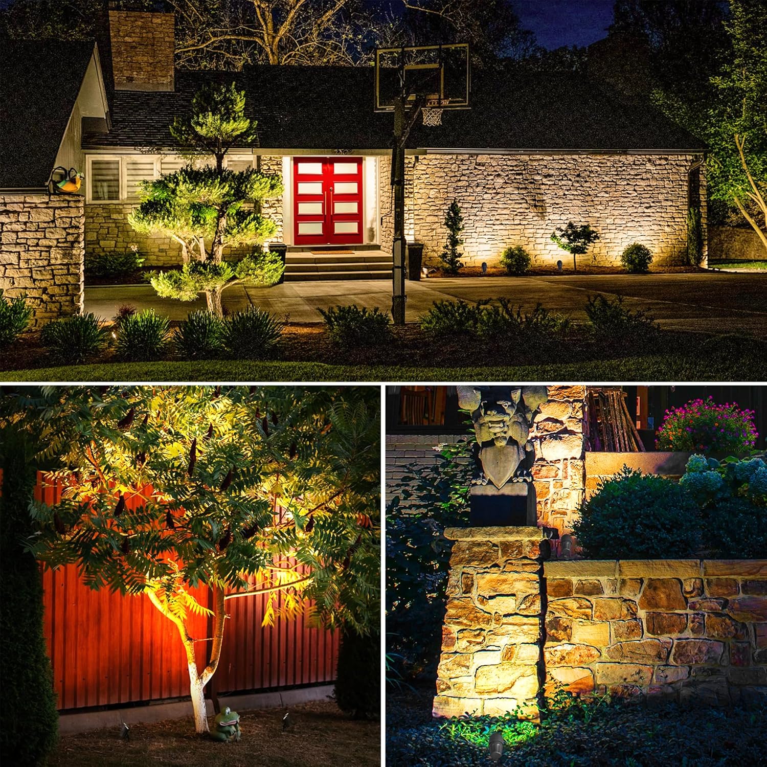 SUNVIE All-in-One Low Voltage Landscape Lighting Kit, 6W Landscape Lights Wired Aluminum 3000K with Transformer 100FT Wire, 12-24V Waterproof Outdoor Spotlight for Garden Yard House Tree, 8 Pack - Image 6