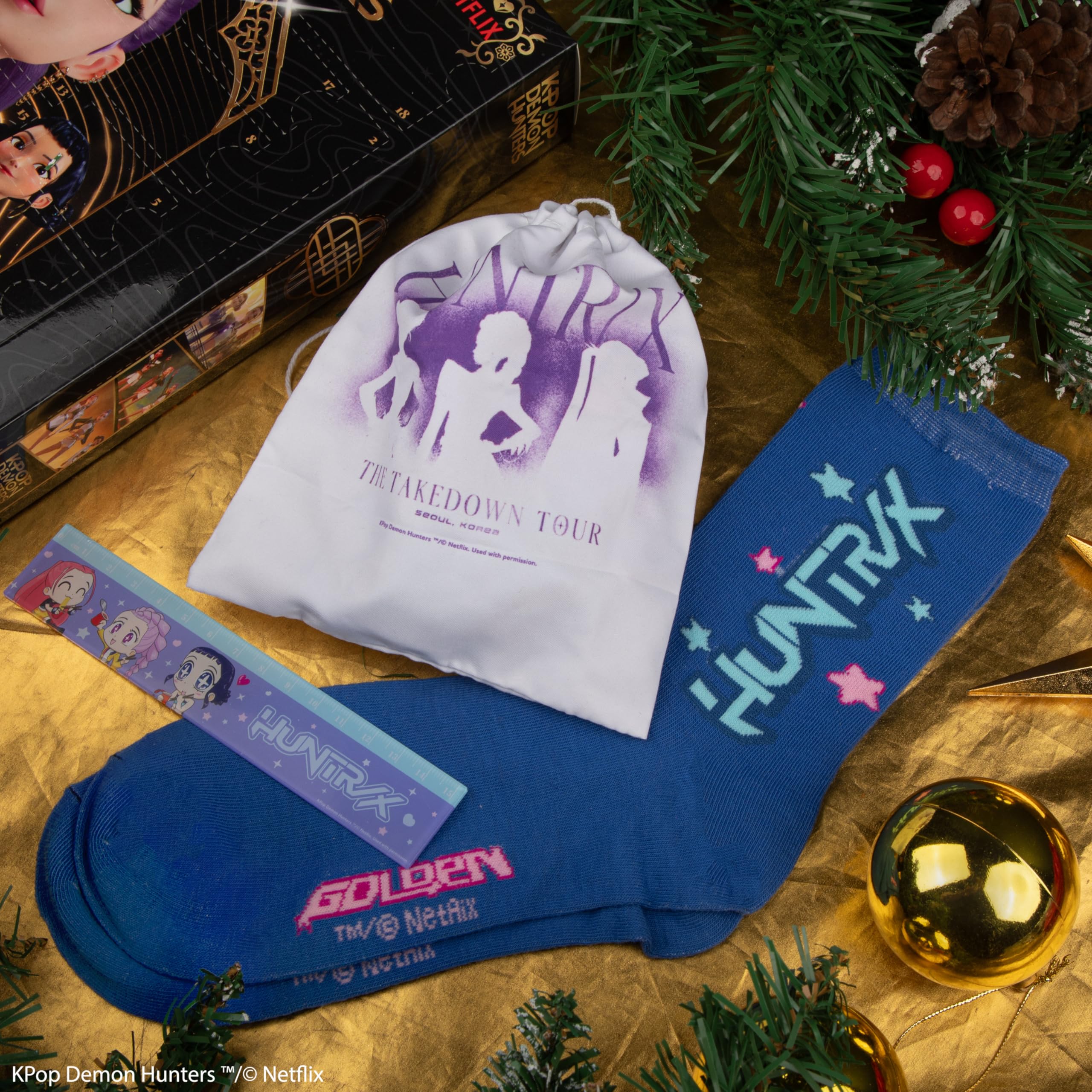 Cinereplicas KPop Demon Hunters - Calendario dell'Avvento dorato 2026, 24 regali inclusi, cancelleria e piccoli accessori, licenza ufficiale
