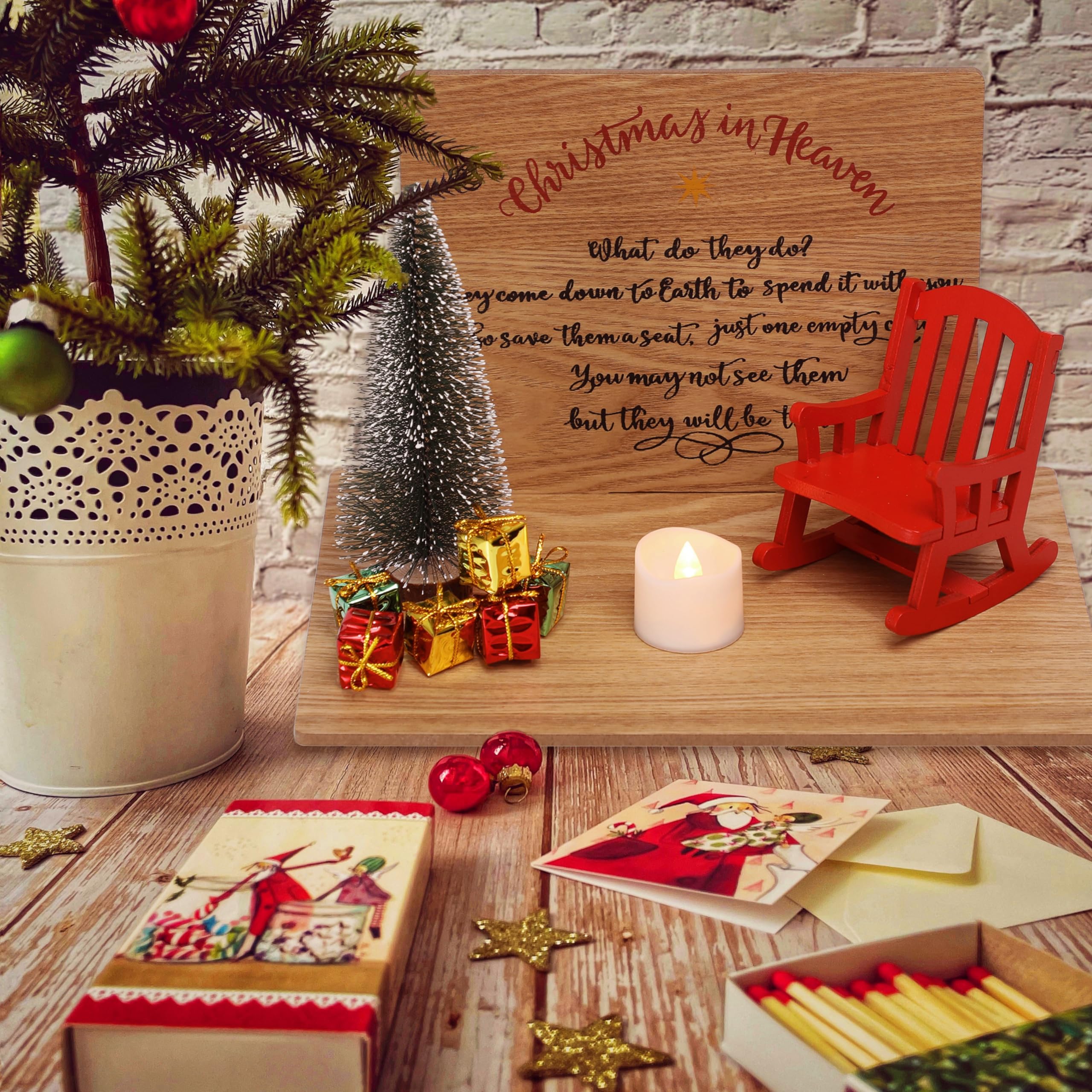 Christmas in Heaven Decoration Christmas Memorial Rocking Chair Ornament Save A Seat Memorial Gift (1 seat) - Image 2