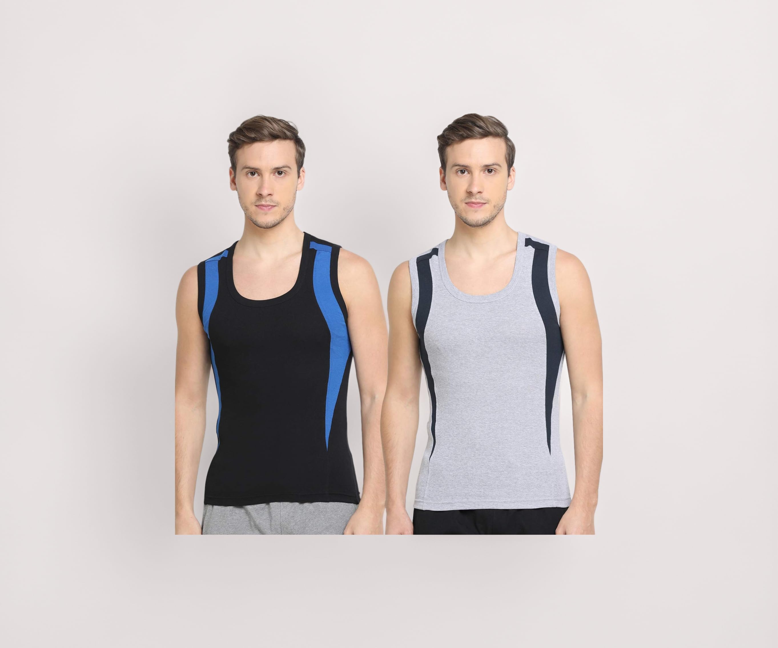 Originals Men 100% Combed Cotton Slim Fit Gym Vest (Pack of 2)