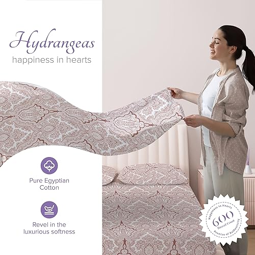 Carressa Linen Juego de sábanas de lujo de algodón egipcio de 600 hilos, tamaño California King, juego de 4 piezas de grapas extralargas, sábanas