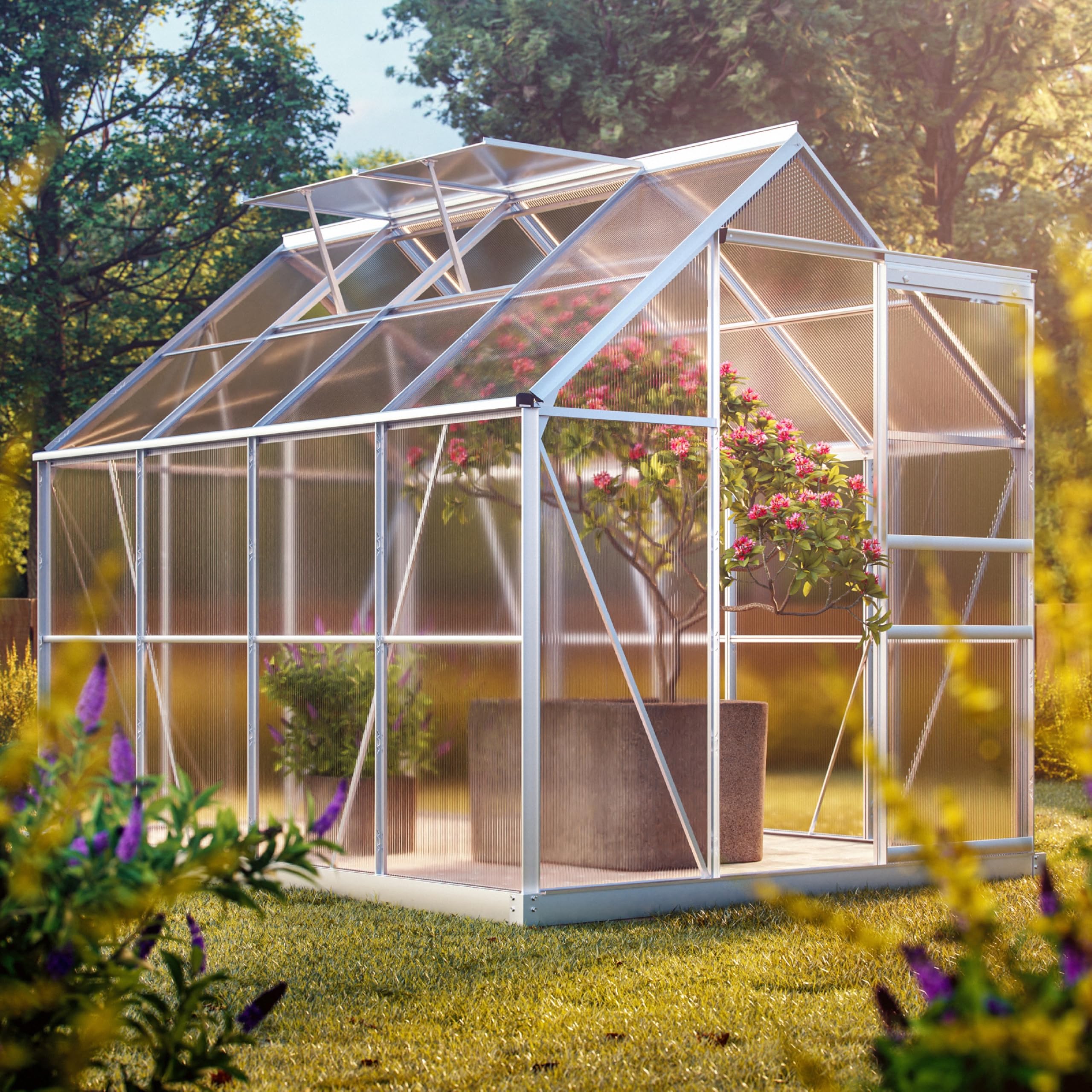 Gardebruk Serre de Jardin en Aluminium 7,63mł abri extérieur pour Plantes légumes 250x190x195cm avec fenętres