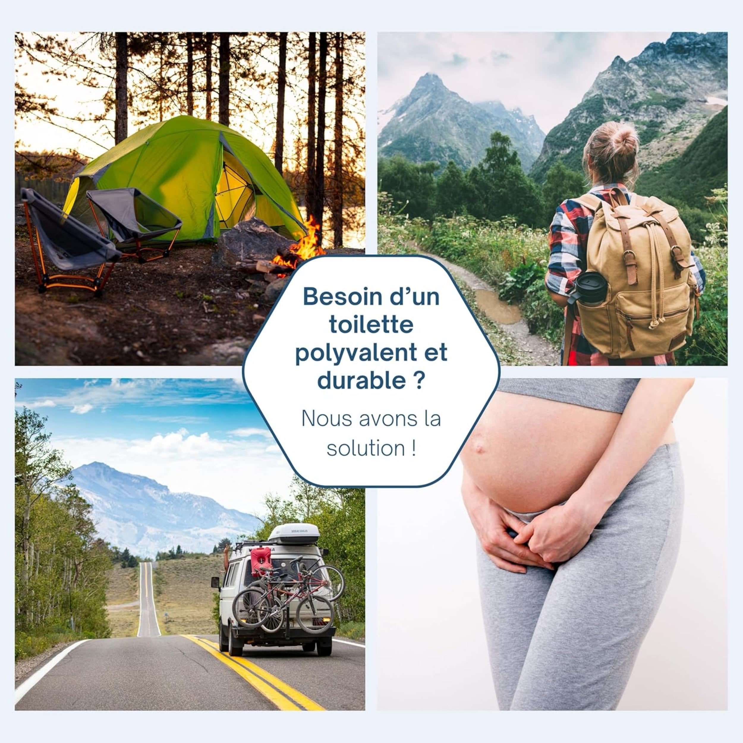 Toilette Portable WC Pliable Adulte et Enfant Pratique en intérieur/extérieur, hygiénique et siège Confortable, Chaise transportable en Voyage pour Camping, Van, Pot de Chambre