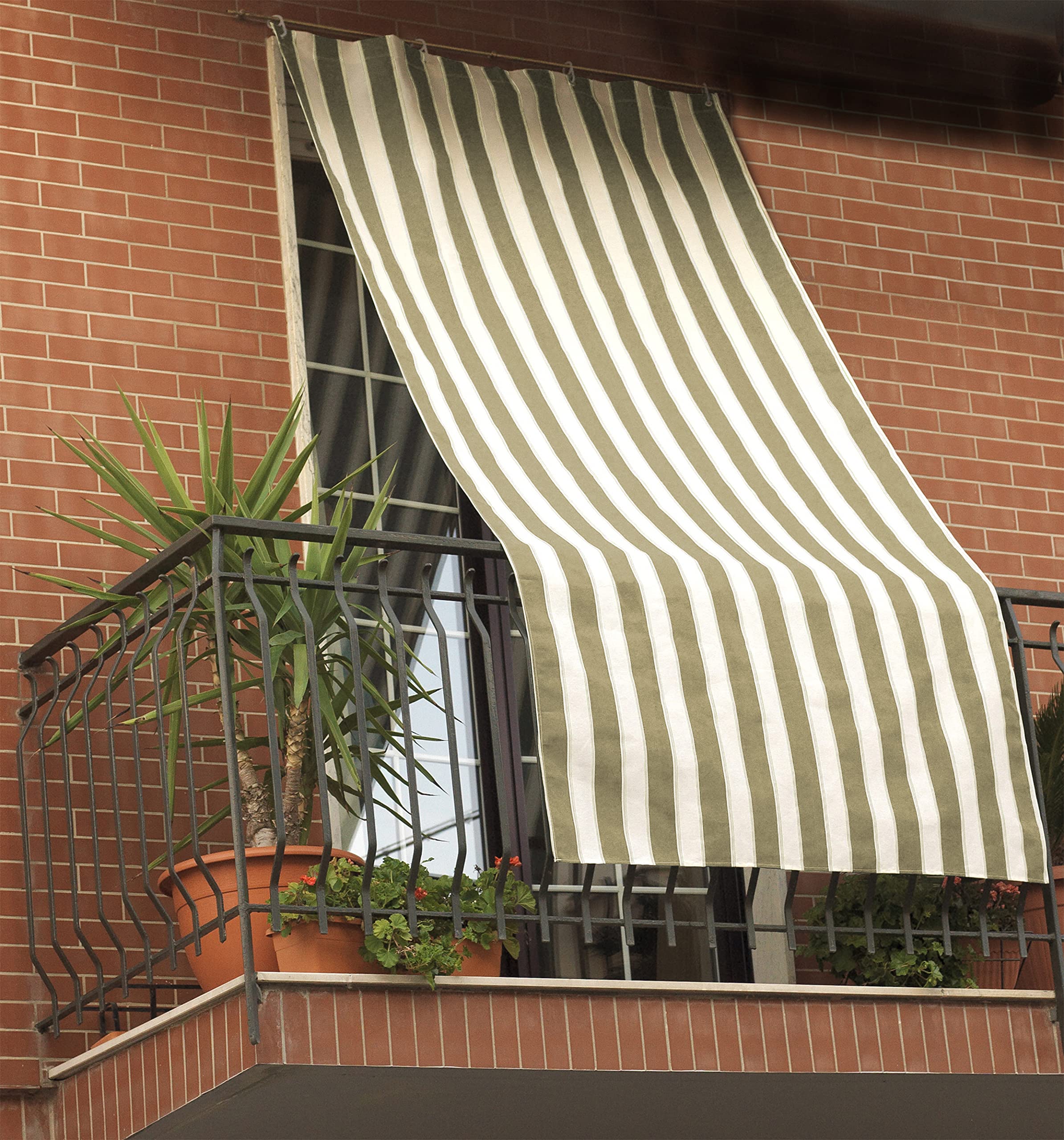 GEMITEX Tenda da sole RIGA TORTORA 150x290 CM COMPLETA DI OCCHIELLI E GANCI