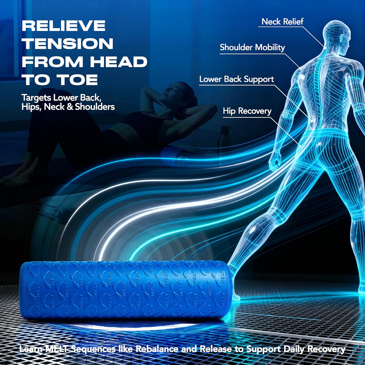 MELT Method 18 Inch Soft Travel Foam Roller w/FasciaTherapy - Low Density Travel Size Foam Roller for Physical Therapy, Muscle Recovery, Back Massage & Pilates - Half The Length of MELT Original - Image 5