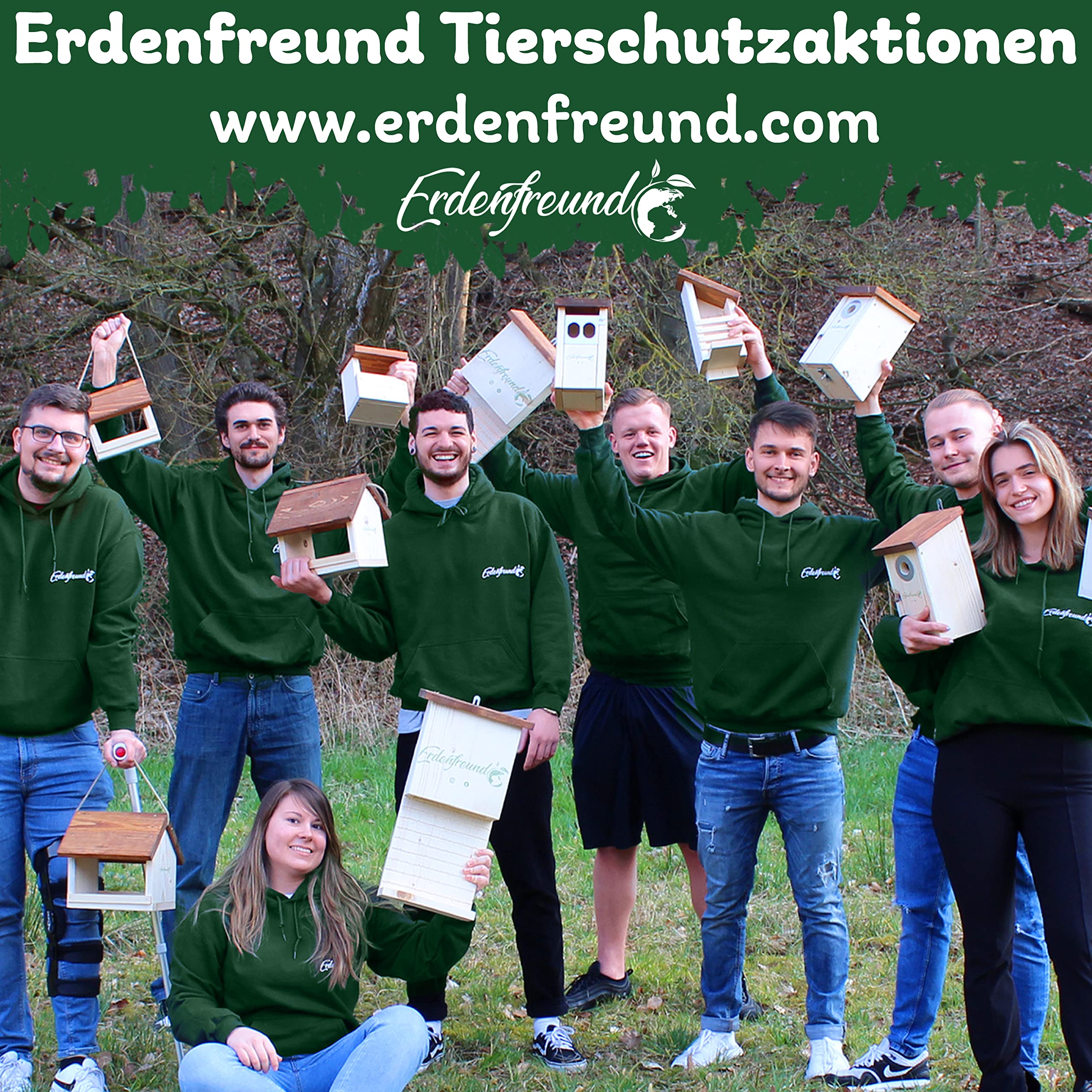 ERDENFREUND® Eichhörnchen Kobel artgerecht mit 3 Fluchtlöchern Eichhörnchenhaus zum Nisten Jungtiere aufziehen und für die Winterruhe von Eichhörnchen