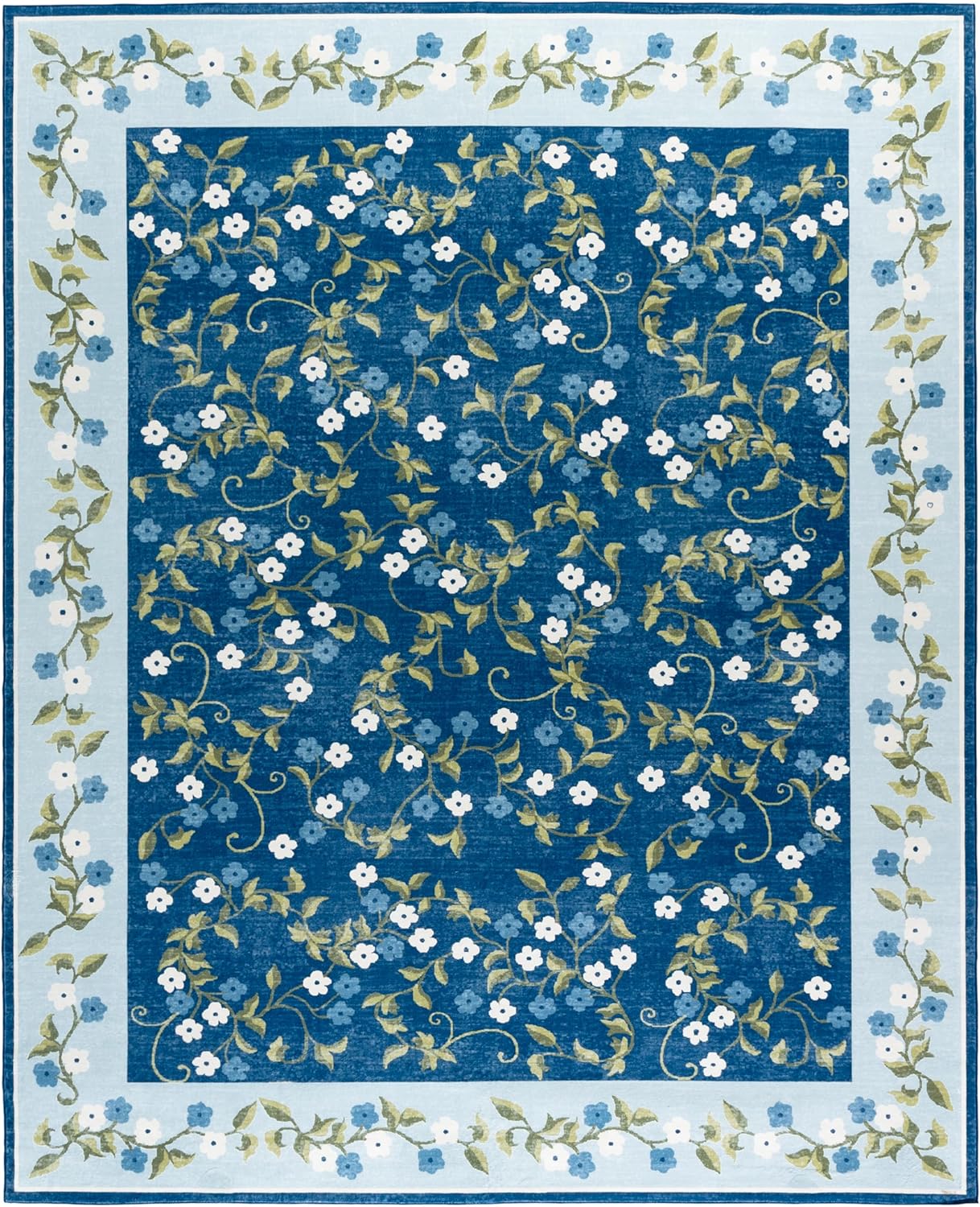 Martha Stewart x SAFAVIEH Machine Washable Area Rug Collection - 8' x 10', Dark Blue & Light Blue, Slip Resistant & Easy Cleaning, Ideal for Living Room, Bedroom, Dining Space (MSRW195M)