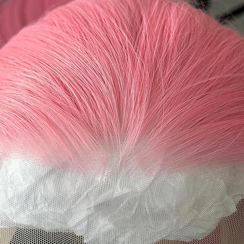 Miniatura 6 de UNIQUEWIG Pelucas sintéticas de 24 pulgadas con encaje frontal, color rosa, largas, sedosas, lacias, con raya en medio, línea capilar natural,
