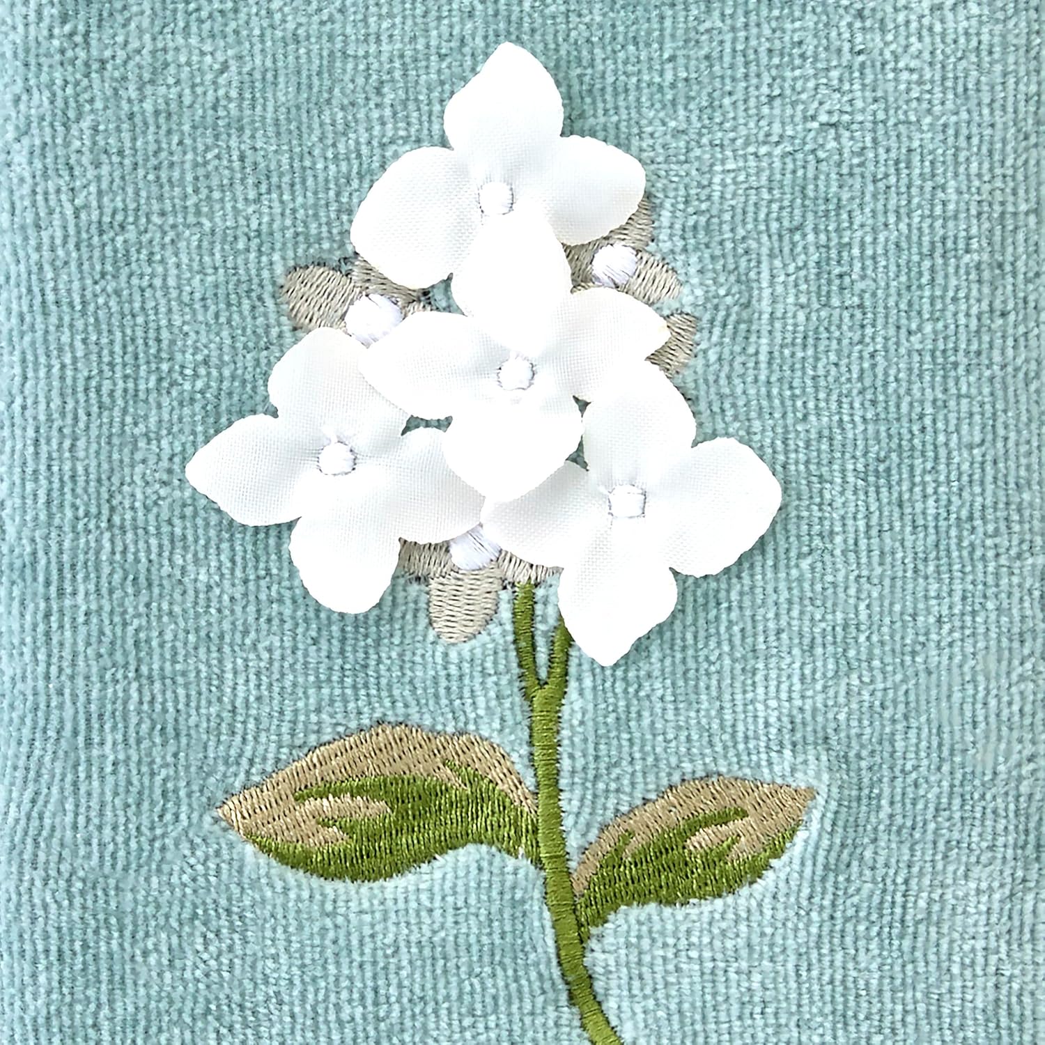 SKL Home Farm Hydrangea 100% Cotton 3D Embroidered 2pc Hand Towel Set, Decorative for Bath/Kitchen/Bar & Gift, Seafoam