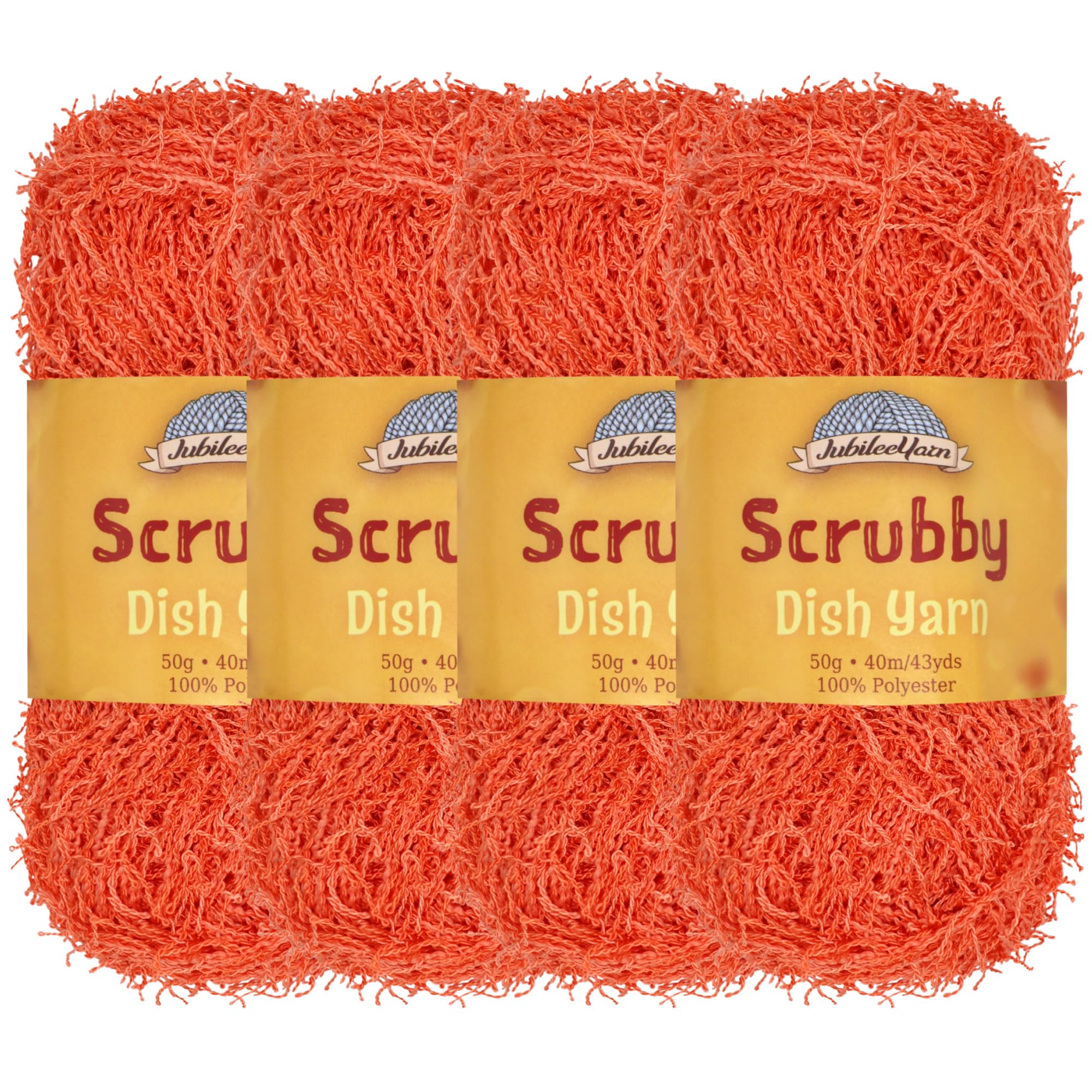 JubileeYarn Scrubby Dish Yarn - Dishcloth Polyester - 50g/Skein - Coral - 4 Skeins — image 1