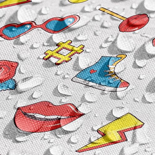 Miniatura 3 de Ambesonne Retro Wave Table Runner & Placemats, Hipster Pop Art Theme 90s Fashion Comic Book Lollipop Shoes Lips Roses, Set for Dining Table Decor,