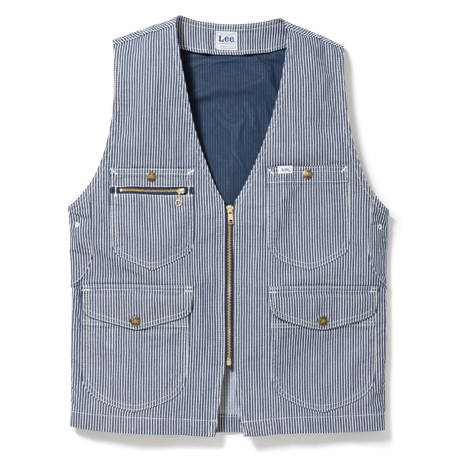 Amazon.co.jp: Lee LWV19001 Zip Up Vest 18 White x Blue M