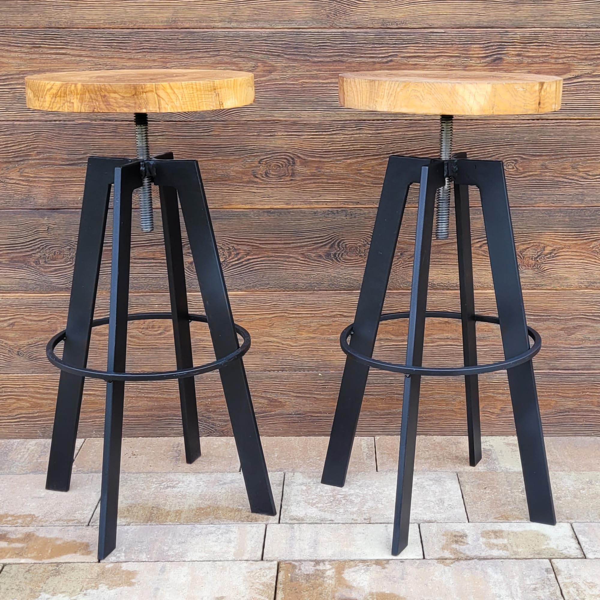 weeco Tabouret avec assise pivotante en bois et pieds en métal Tabouret avec hauteur d'assise réglable Hauteur 65-80 cm Poids 13 kg