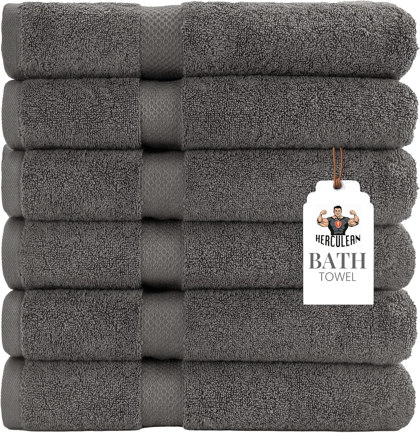 Premium Bath Towels 24 x 48 Pack of 6 | Quick Dry and Highly Absorbent | 100% Cotton Terry Towels for Bathroom – Perfect for Shower – Pool and Spa – Luxury Soft Towels – Light Grey