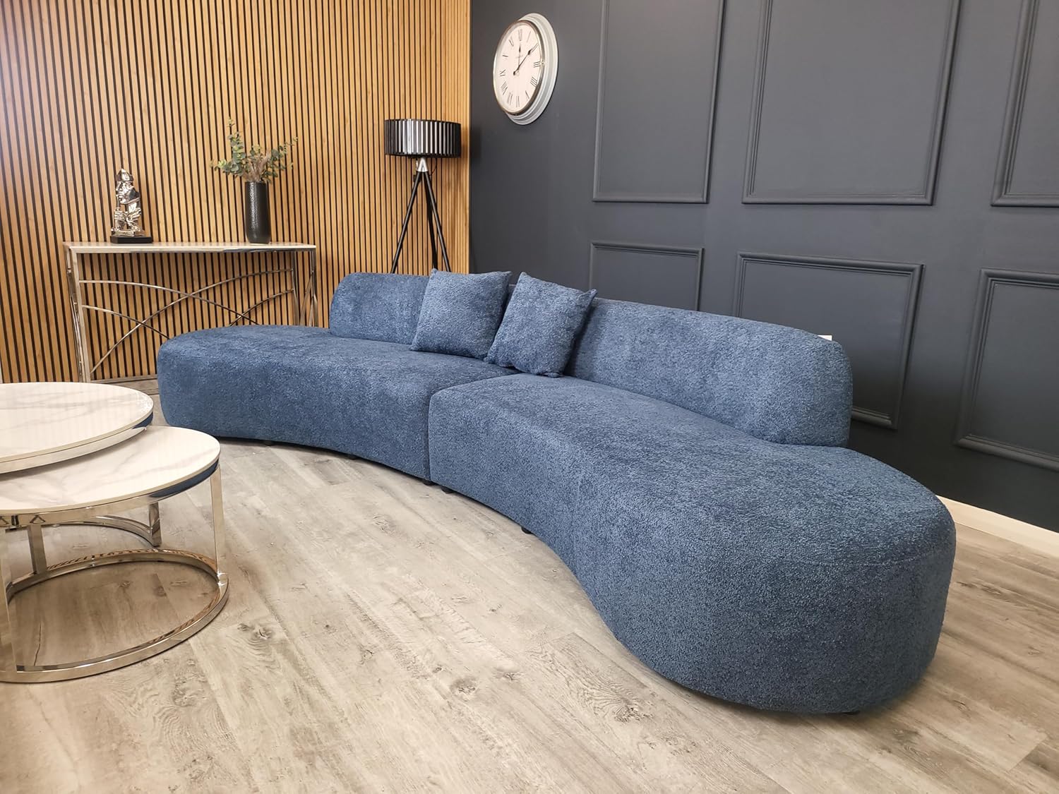 Crafted Luxe Miami Curved Cinema Boucle Sofa in Luxury Boucle Fabric