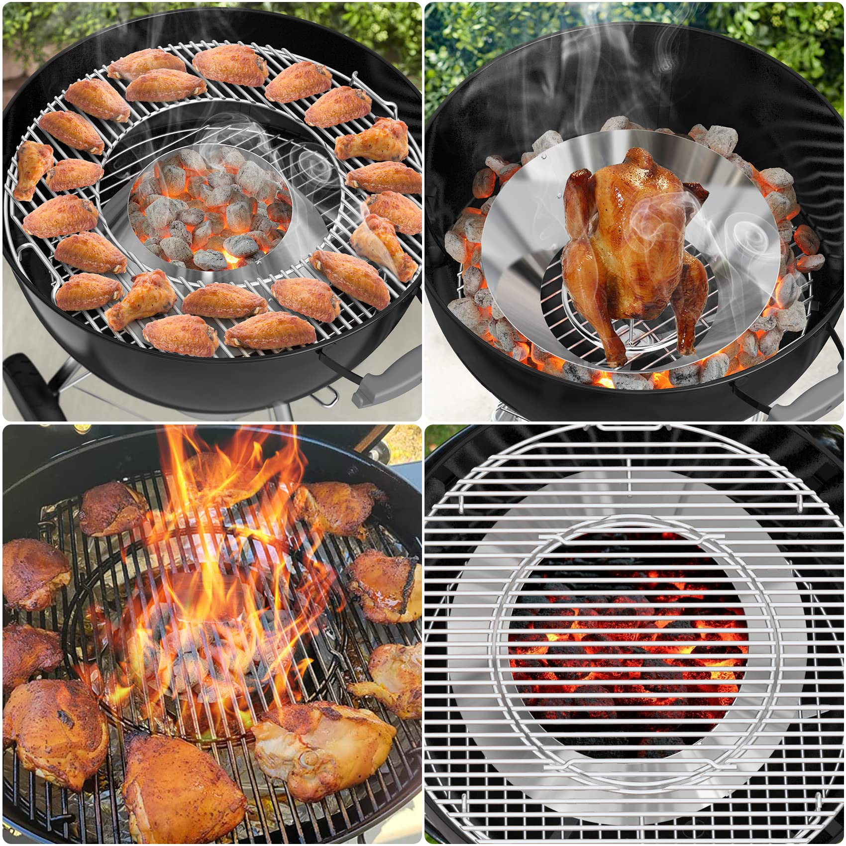 Soporte de Briquet de Carbón de Acero Inoxidable Barbacoa Whirlpool para Weber 26 Kettle Charcoal Grills 7