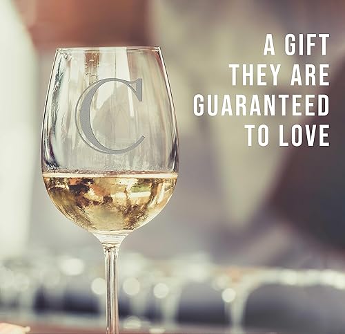 Miniatura 49 de Copa de vino grabada con monograma de 16 onzas (letra R) – Regalos personalizados de la A-Z para mujeres, regalos de vino personalizados para ella